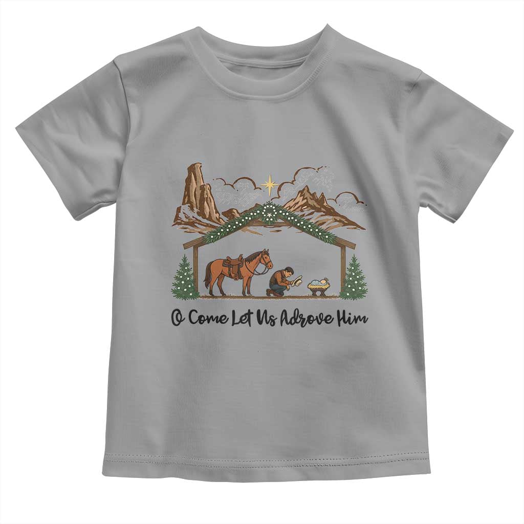 Nativity Scene Christmas Toddler T Shirt Cowboy Bible Scripture Verse Western TS14 Sport Gray Print Your Wear