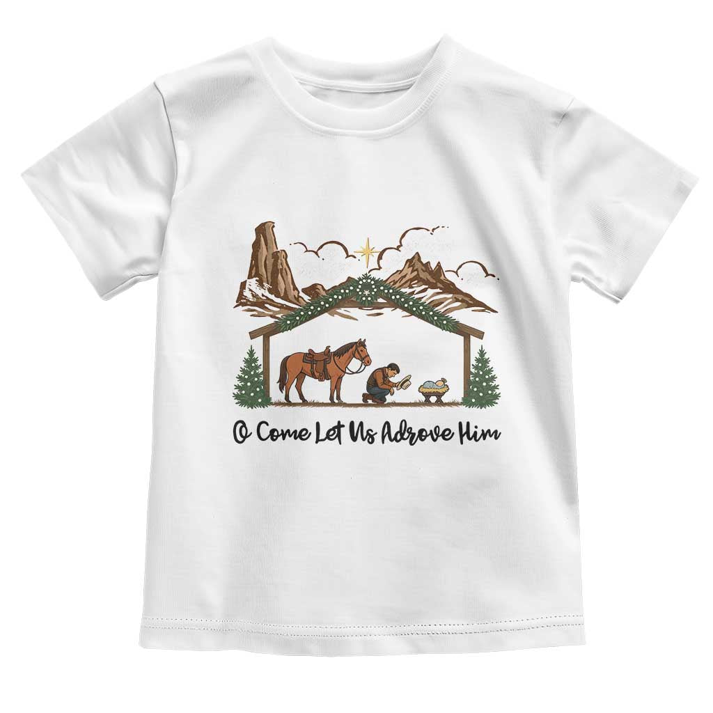 Nativity Scene Christmas Toddler T Shirt Cowboy Bible Scripture Verse Western TS14 White Print Your Wear