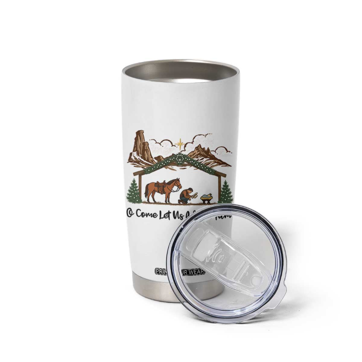 Nativity Scene Christmas Tumbler Cup Cowboy Bible Scripture Verse Western TS14 Print Your Wear