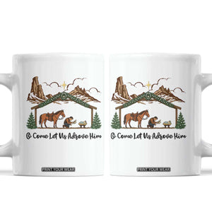 Nativity Scene Christmas Coffee Mug Cowboy Bible Scripture Verse Western TS14 White Print Your Wear