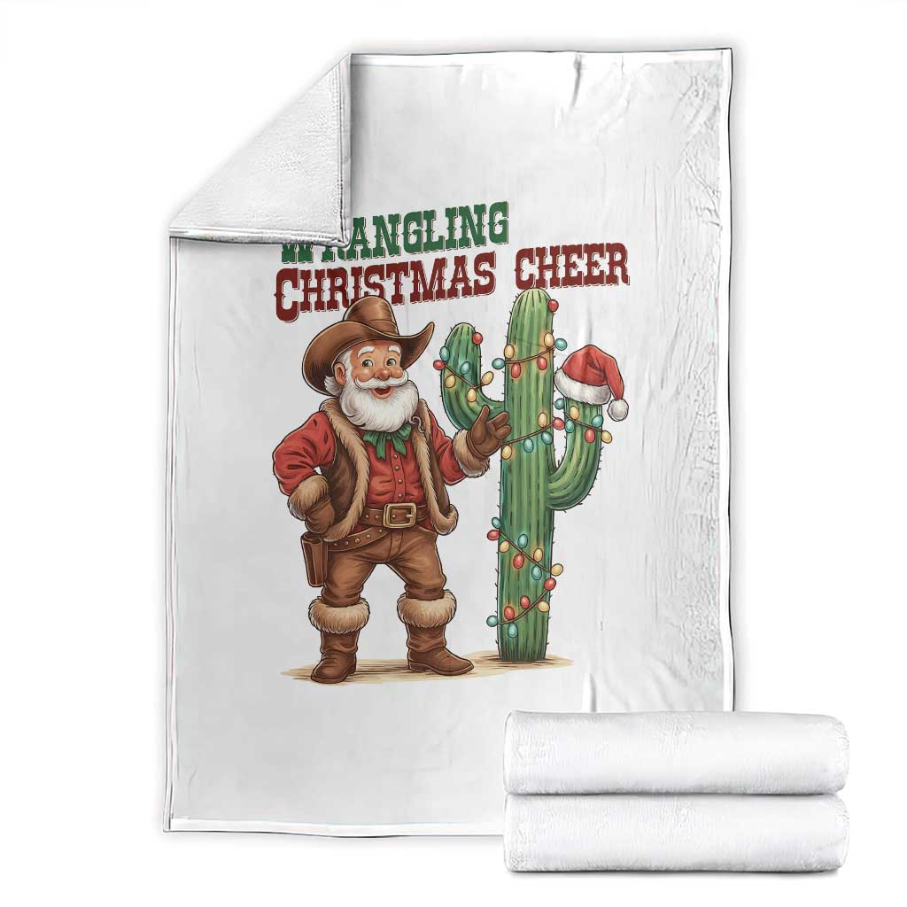 Funny Santa Cowboy Throw Blanket Wrangling Christmas Cheer TS14 White Print Your Wear