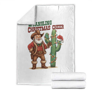 Funny Santa Cowboy Throw Blanket Wrangling Christmas Cheer TS14 White Print Your Wear