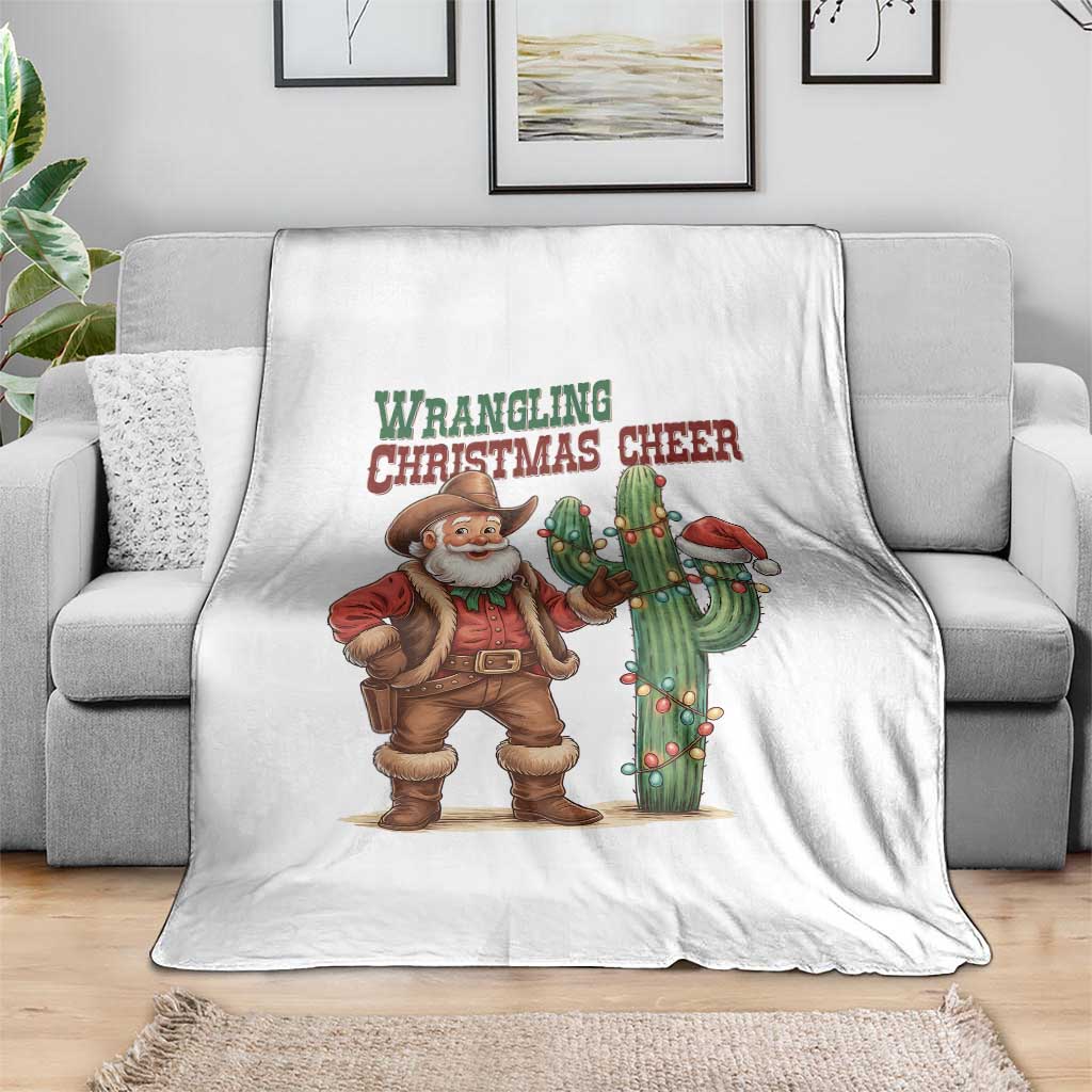 Funny Santa Cowboy Throw Blanket Wrangling Christmas Cheer TS14 Print Your Wear