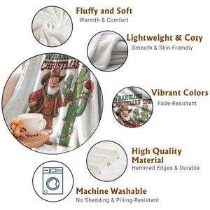 Funny Santa Cowboy Throw Blanket Wrangling Christmas Cheer TS14 Print Your Wear