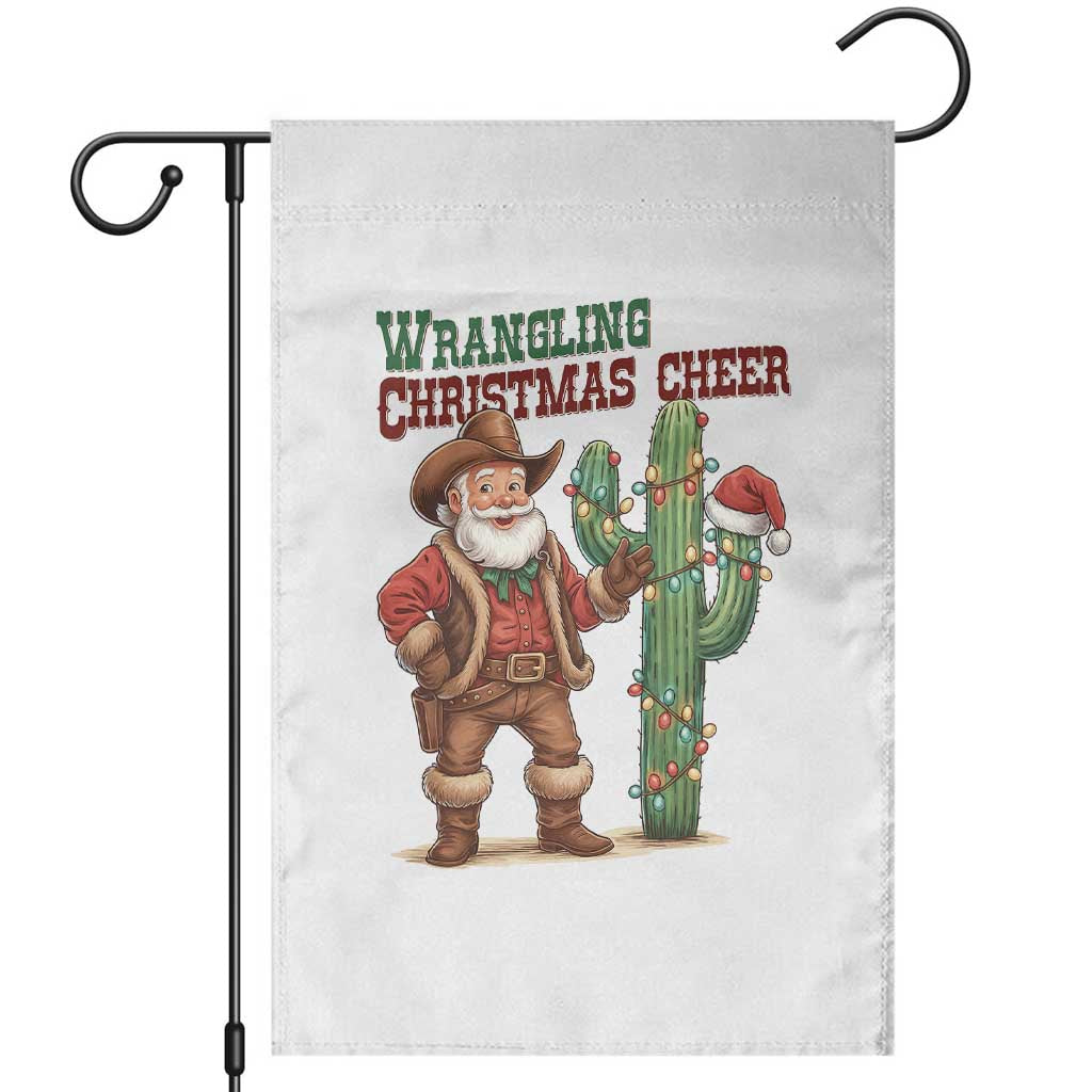 Funny Santa Cowboy Garden Flag Wrangling Christmas Cheer TS14 White Print Your Wear