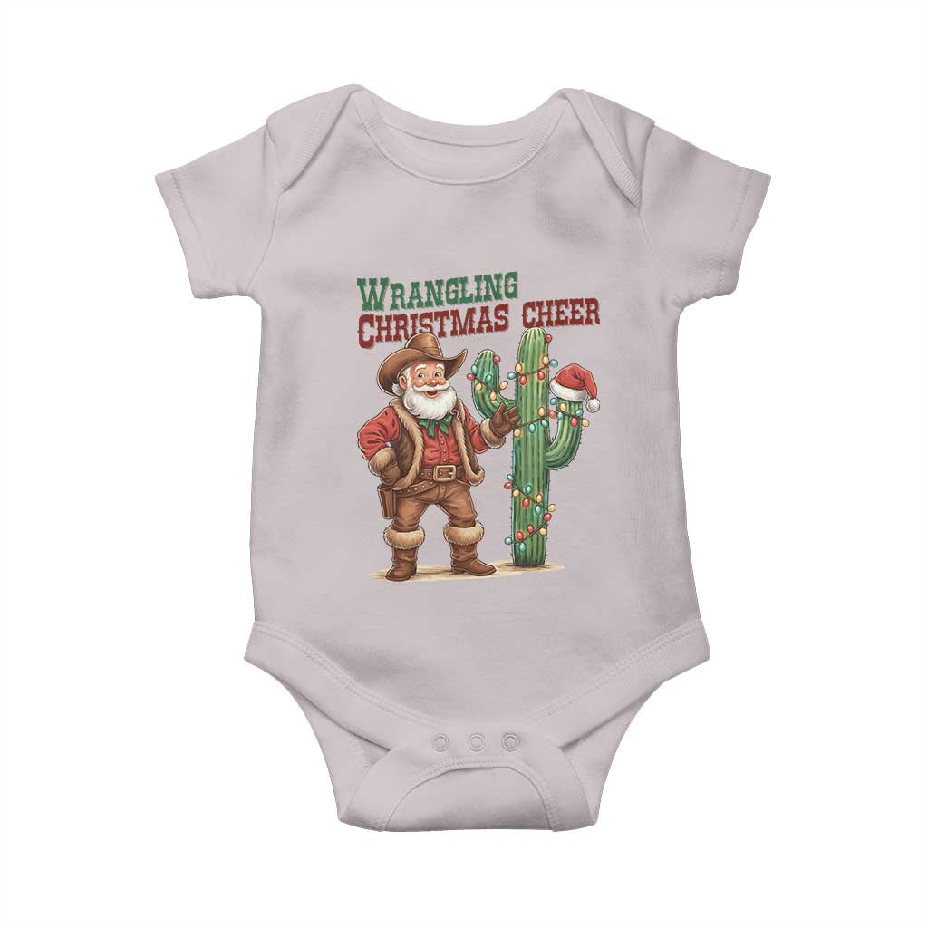 Funny Santa Cowboy Baby Onesie Wrangling Christmas Cheer TS14 Ice Gray Print Your Wear