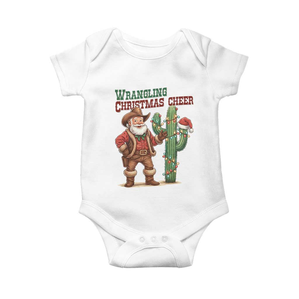 Funny Santa Cowboy Baby Onesie Wrangling Christmas Cheer TS14 White Print Your Wear