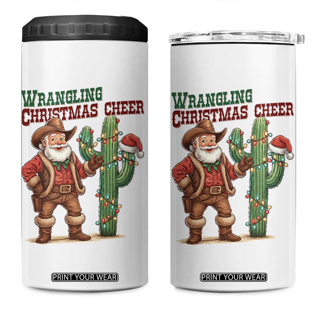 Funny Santa Cowboy 4 in 1 Can Cooler Tumbler Wrangling Christmas Cheer TS14 One Size: 16 oz White Print Your Wear