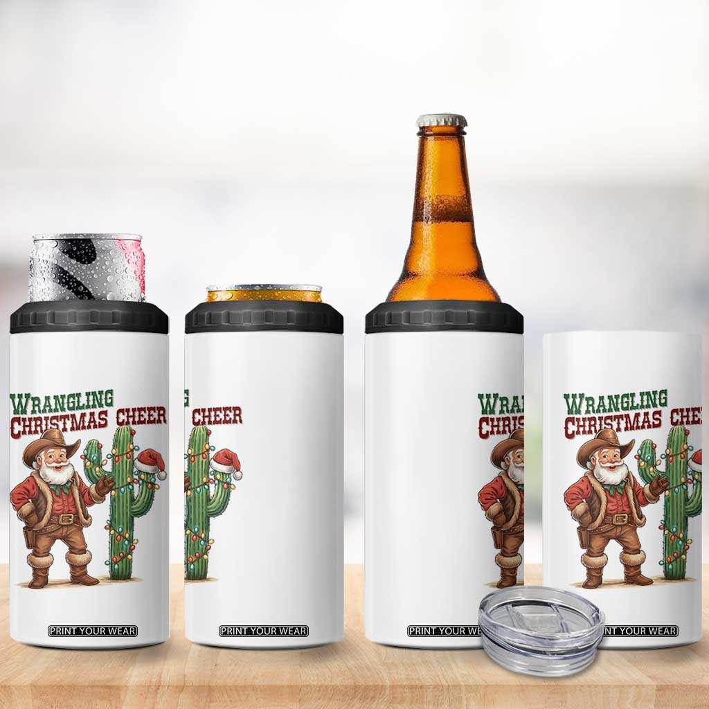 Funny Santa Cowboy 4 in 1 Can Cooler Tumbler Wrangling Christmas Cheer TS14 Print Your Wear