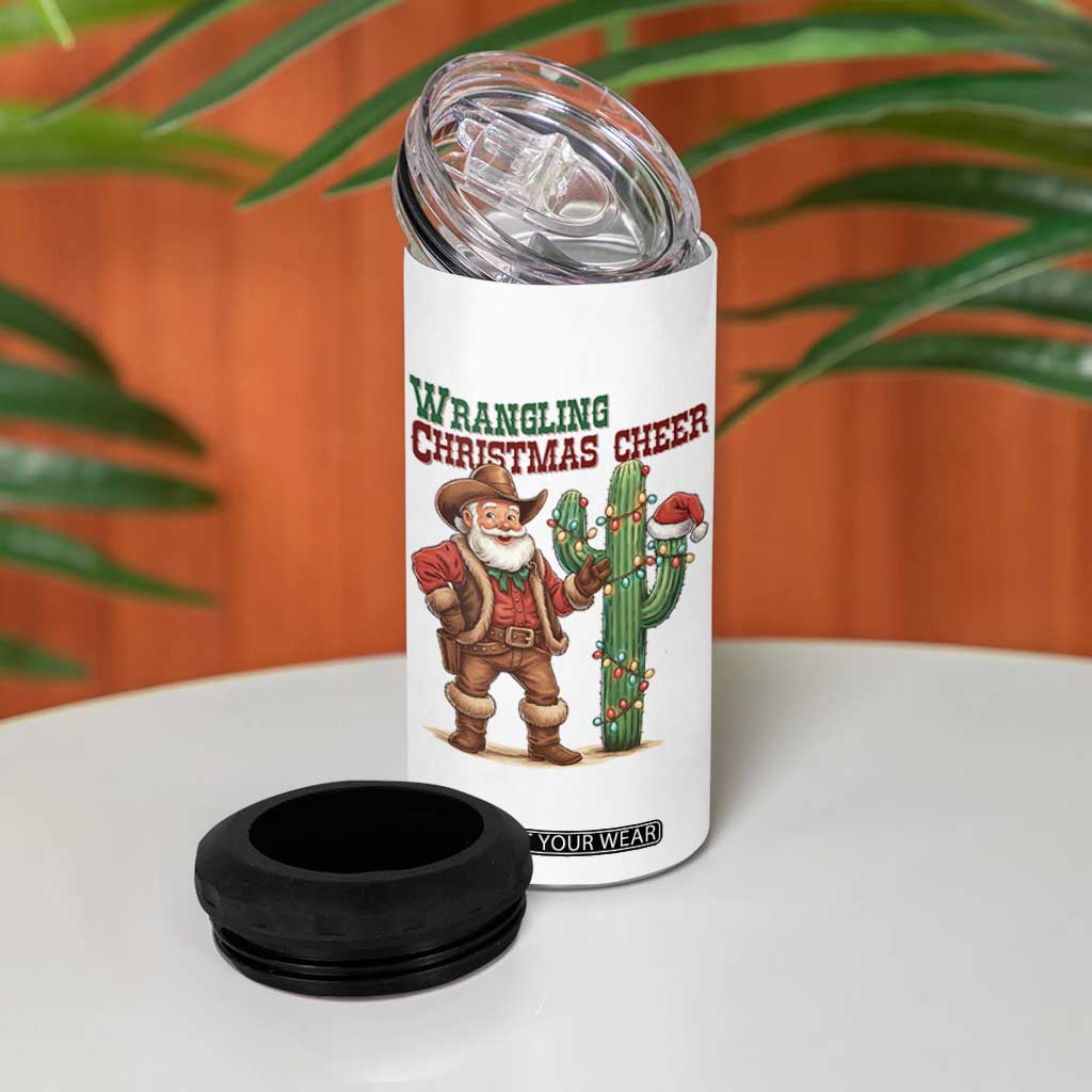 Funny Santa Cowboy 4 in 1 Can Cooler Tumbler Wrangling Christmas Cheer TS14 Print Your Wear