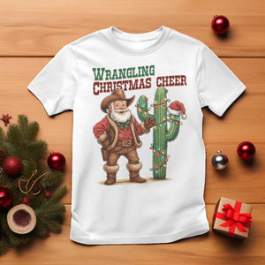 Funny Santa Cowboy T Shirt Wrangling Christmas Cheer TS14 White Print Your Wear