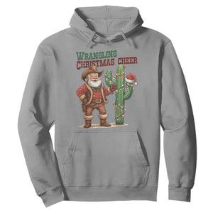 Funny Santa Cowboy Hoodie Wrangling Christmas Cheer TS14 Sport Gray Print Your Wear