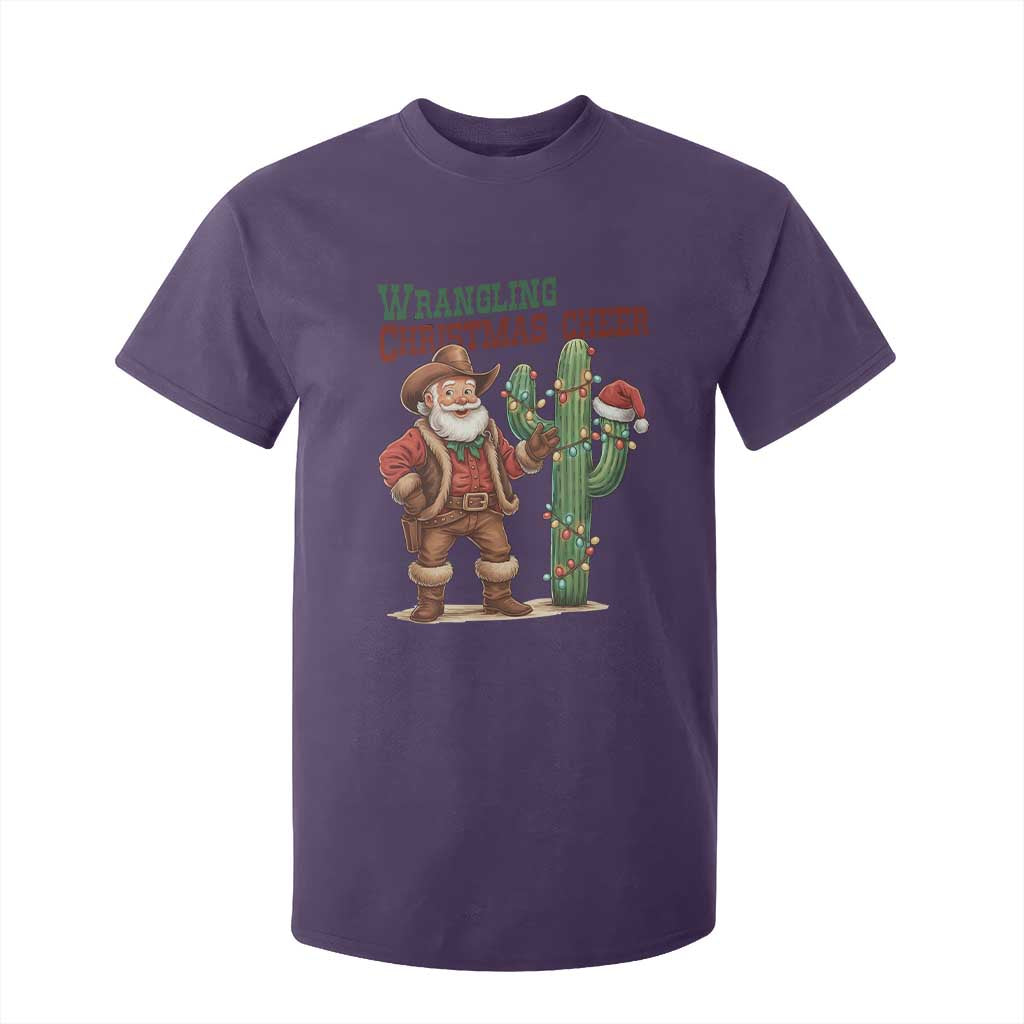 Funny Santa Cowboy T Shirt For Kid Wrangling Christmas Cheer TS14 Purple Print Your Wear