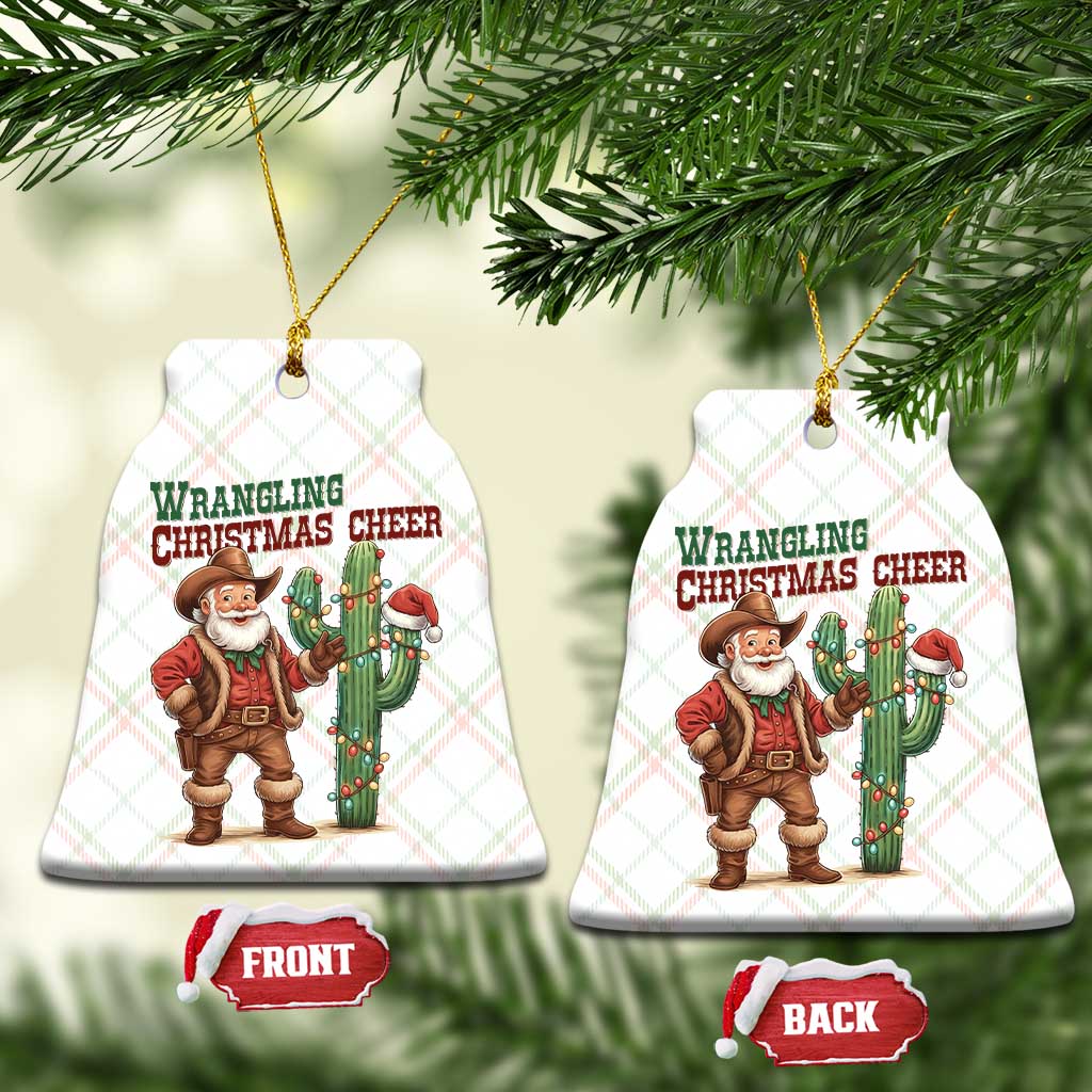 Funny Santa Cowboy Ceramic Ornament Wrangling Christmas Cheer TS14 Print Your Wear