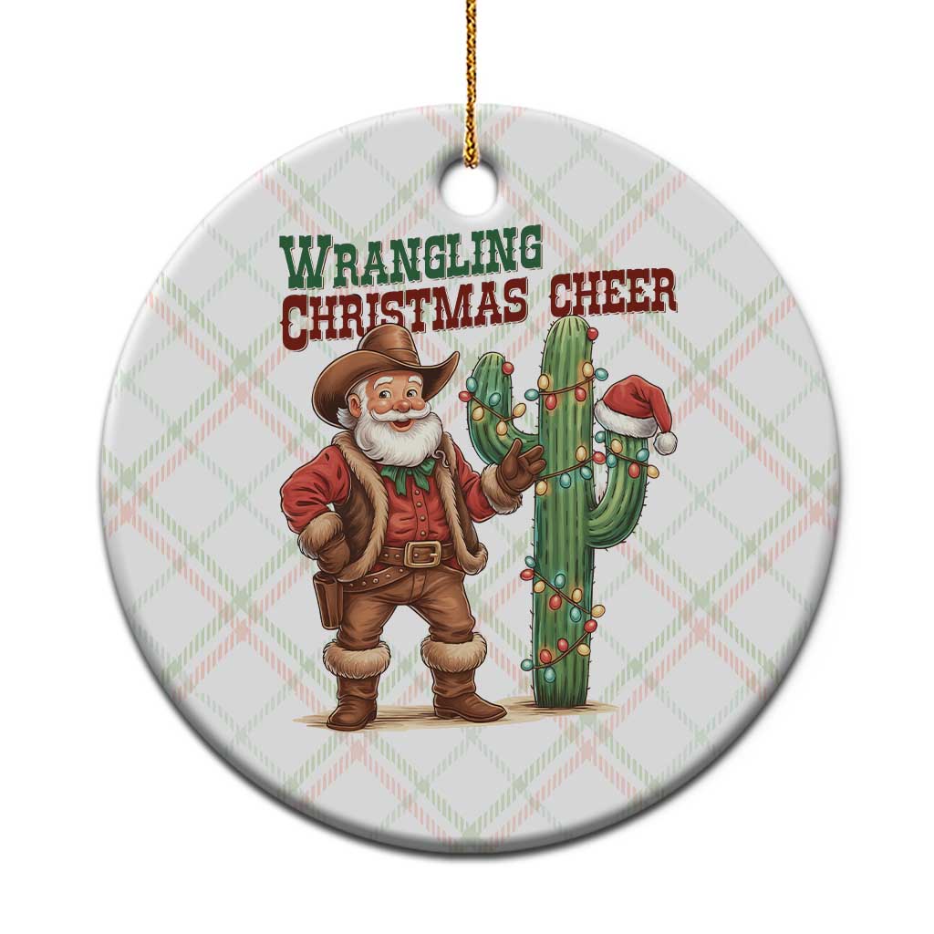 Funny Santa Cowboy Ceramic Ornament Wrangling Christmas Cheer TS14 1pc Christmas Plaid Print Your Wear