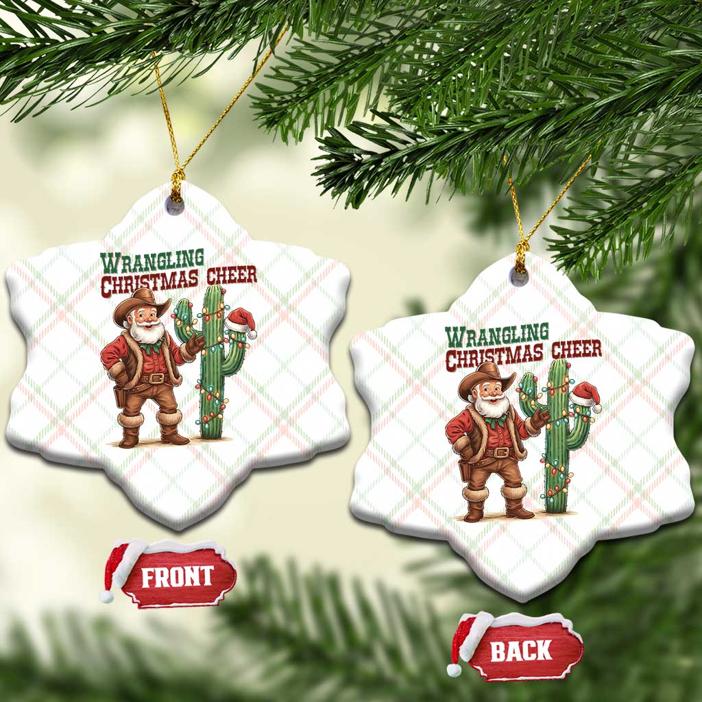 Funny Santa Cowboy Ceramic Ornament Wrangling Christmas Cheer TS14 Print Your Wear
