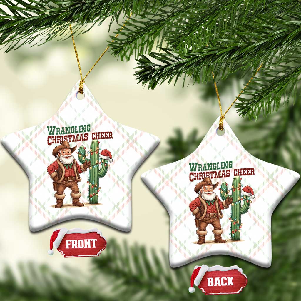 Funny Santa Cowboy Ceramic Ornament Wrangling Christmas Cheer TS14 Print Your Wear