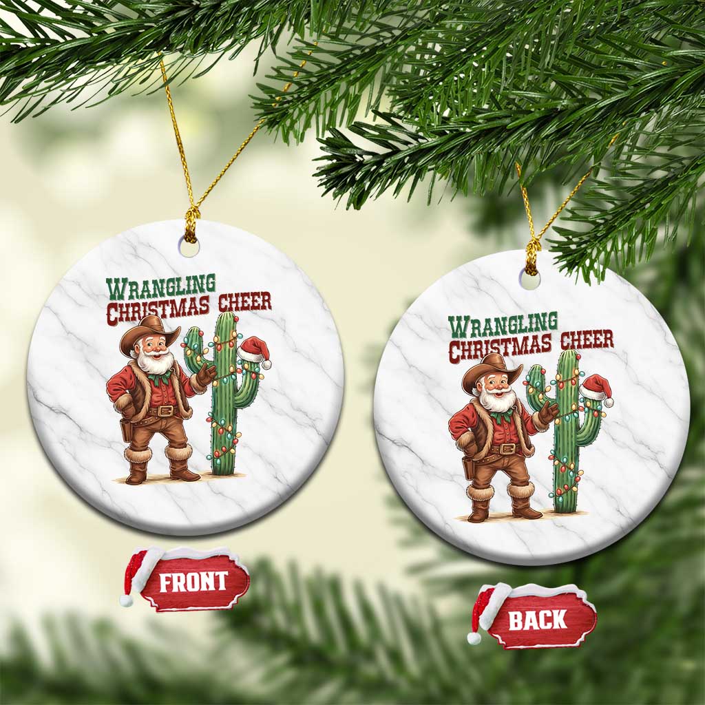 Funny Santa Cowboy Ceramic Ornament Wrangling Christmas Cheer TS14 1pc White Marble Print Your Wear