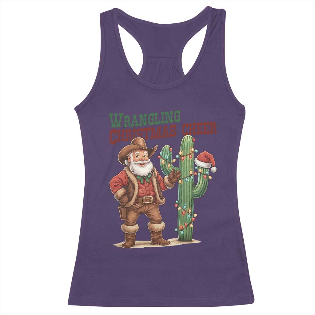 Funny Santa Cowboy Racerback Tank Top Wrangling Christmas Cheer TS14 Purple Print Your Wear