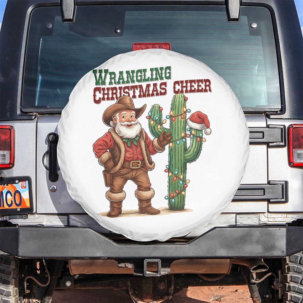 Funny Santa Cowboy Spare Tire Cover Wrangling Christmas Cheer TS14 No hole White Print Your Wear