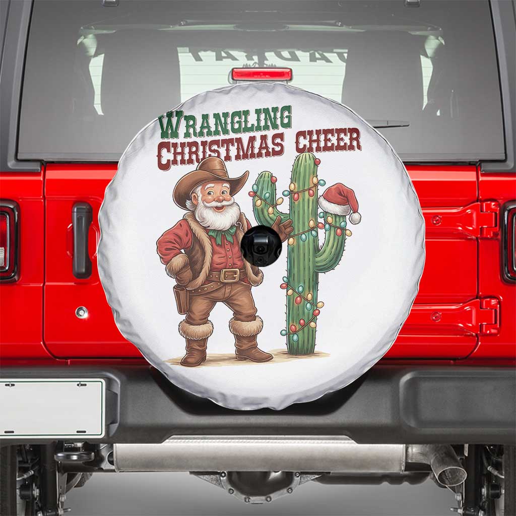 Funny Santa Cowboy Spare Tire Cover Wrangling Christmas Cheer TS14 White Print Your Wear