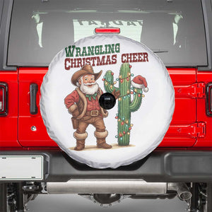 Funny Santa Cowboy Spare Tire Cover Wrangling Christmas Cheer TS14 White Print Your Wear