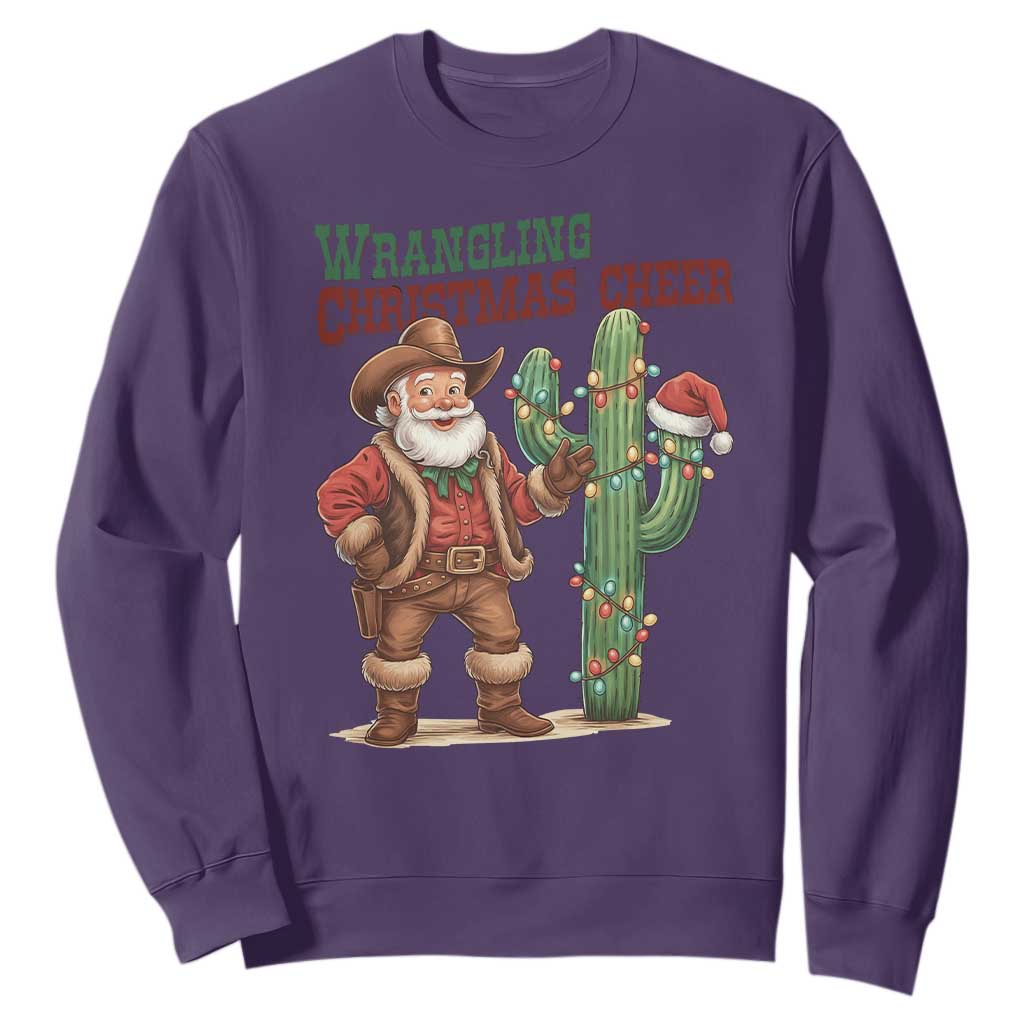 Funny Santa Cowboy Sweatshirt Wrangling Christmas Cheer TS14 Purple Print Your Wear