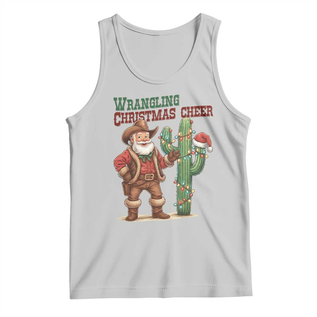 Funny Santa Cowboy Tank Top Wrangling Christmas Cheer TS14 Ash Print Your Wear