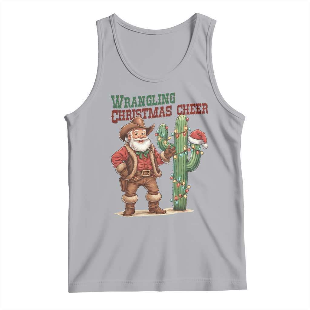 Funny Santa Cowboy Tank Top Wrangling Christmas Cheer TS14 Athletic Heather Print Your Wear