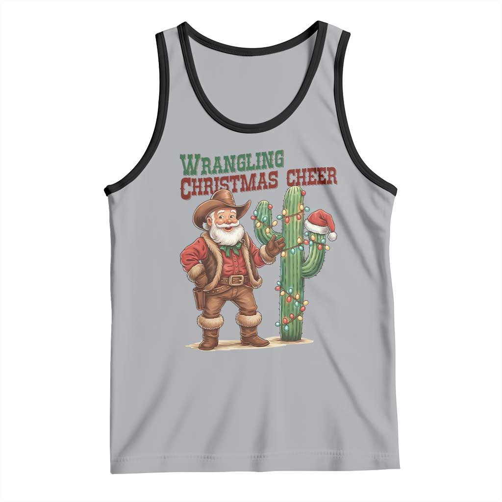 Funny Santa Cowboy Tank Top Wrangling Christmas Cheer TS14 Athletic Heather Black Print Your Wear