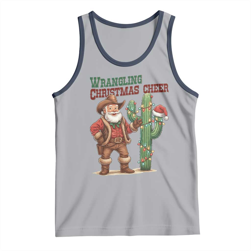Funny Santa Cowboy Tank Top Wrangling Christmas Cheer TS14 Athletic Heather Navy Print Your Wear