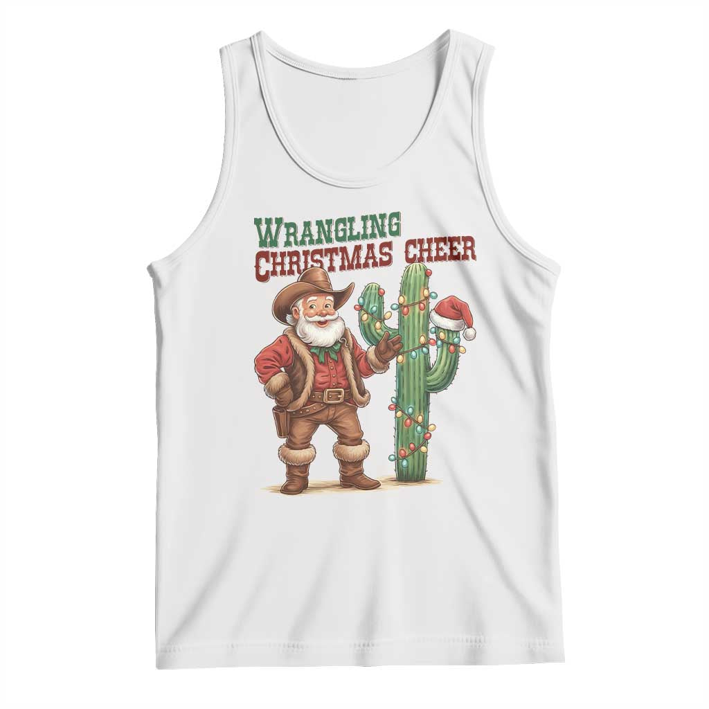 Funny Santa Cowboy Tank Top Wrangling Christmas Cheer TS14 White Print Your Wear