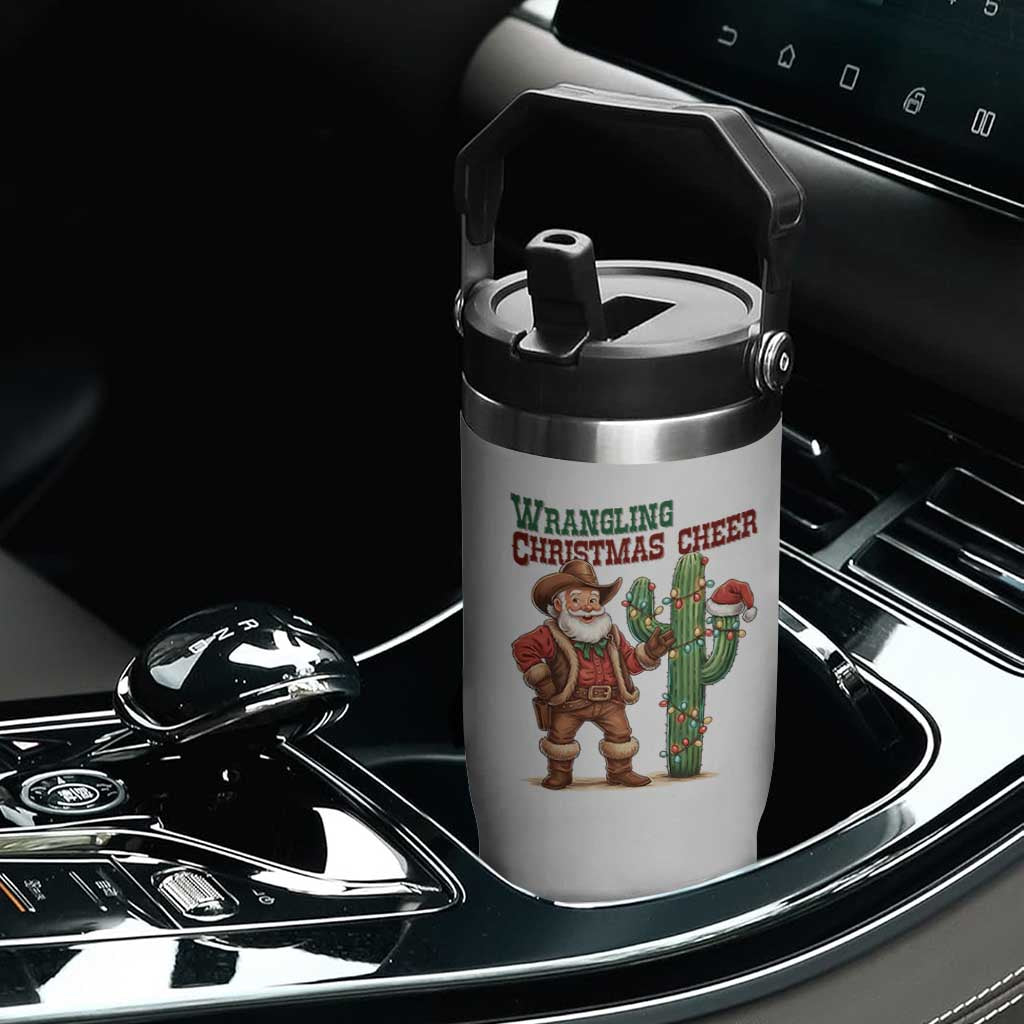 Funny Santa Cowboy Flip Straw Tumbler Wrangling Christmas Cheer TS14 Print Your Wear