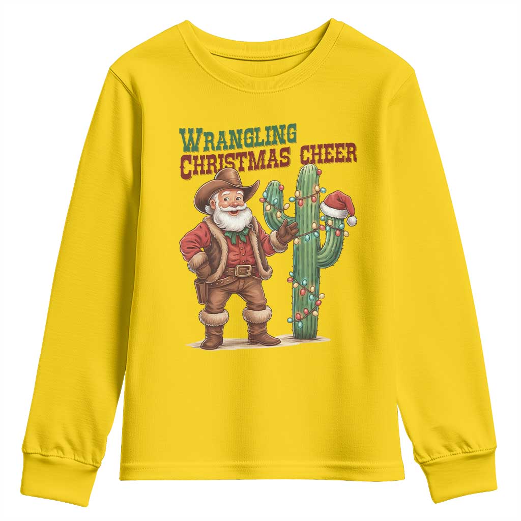 Funny Santa Cowboy Youth Sweatshirt Wrangling Christmas Cheer TS14 Daisy Print Your Wear