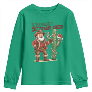 Funny Santa Cowboy Youth Sweatshirt Wrangling Christmas Cheer TS14 Irish Green Print Your Wear