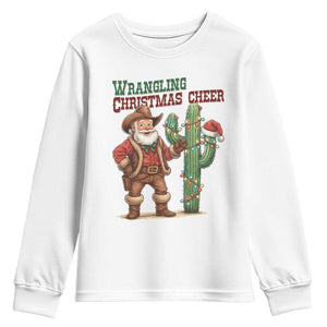 Funny Santa Cowboy Youth Sweatshirt Wrangling Christmas Cheer TS14 White Print Your Wear