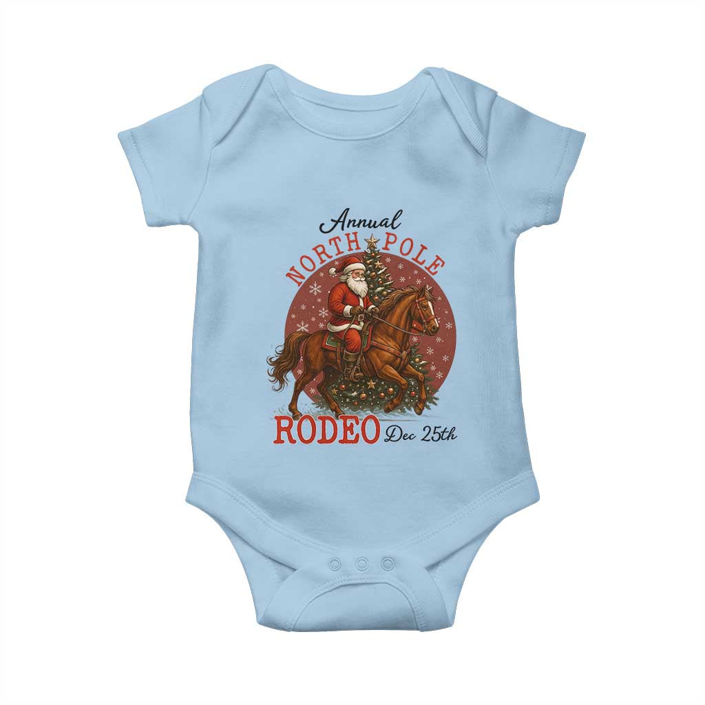 Cowboy Santa Christmas Baby Onesie Annual North Pole Rodeo Dec 25th TS14 Light Blue Print Your Wear