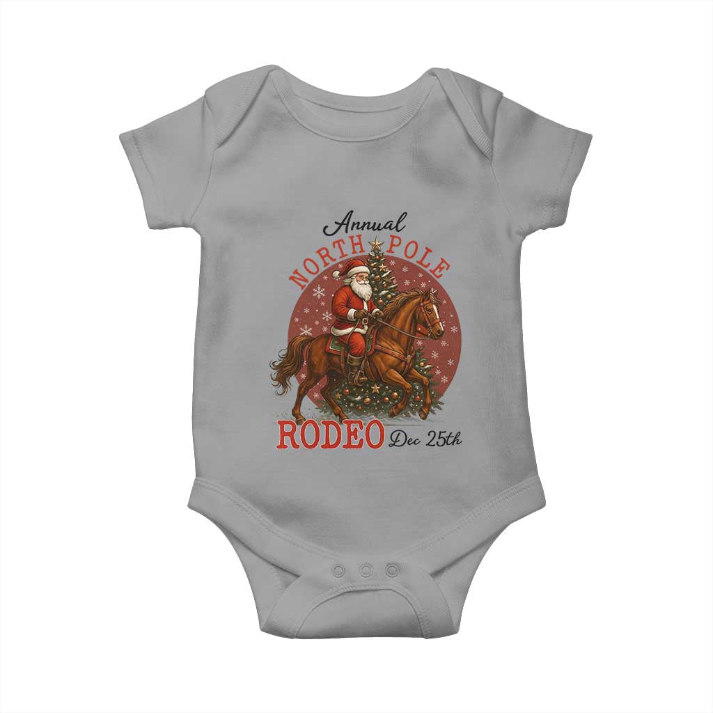 Cowboy Santa Christmas Baby Onesie Annual North Pole Rodeo Dec 25th TS14 Sport Gray Print Your Wear