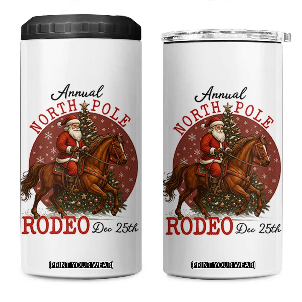 Cowboy Santa Christmas 4 in 1 Can Cooler Tumbler Annual North Pole Rodeo Dec 25th TS14 One Size: 16 oz White Print Your Wear