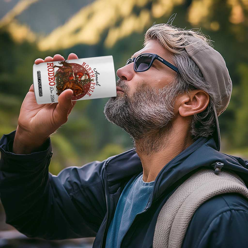 Cowboy Santa Christmas 4 in 1 Can Cooler Tumbler Annual North Pole Rodeo Dec 25th TS14 Print Your Wear