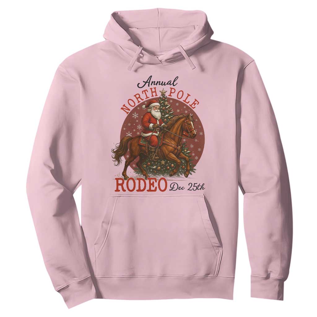 Cowboy Santa Christmas Hoodie Annual North Pole Rodeo Dec 25th TS14 Light Pink Print Your Wear