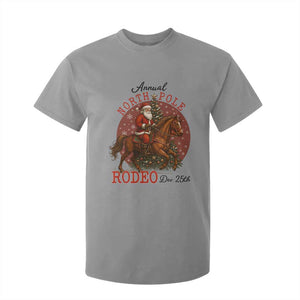 Cowboy Santa Christmas T Shirt For Kid Annual North Pole Rodeo Dec 25th TS14 Sport Gray Print Your Wear