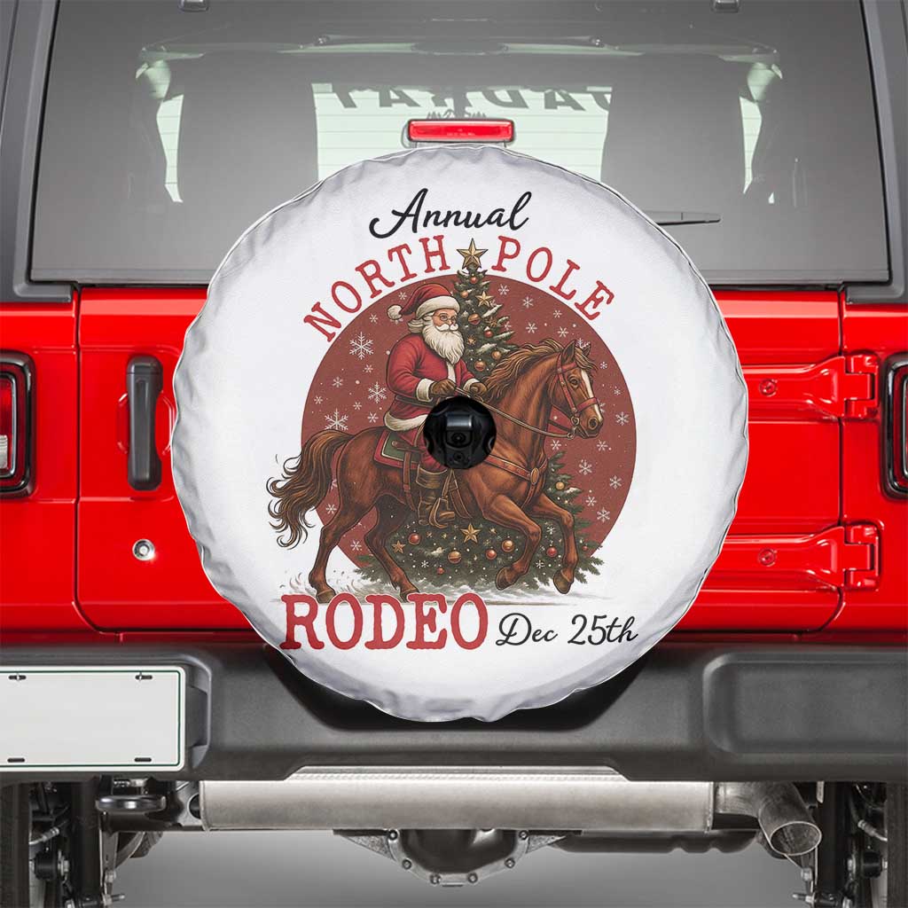 Cowboy Santa Christmas Spare Tire Cover Annual North Pole Rodeo Dec 25th TS14 White Print Your Wear