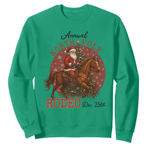 Cowboy Santa Christmas Sweatshirt Annual North Pole Rodeo Dec 25th TS14 Irish Green Print Your Wear