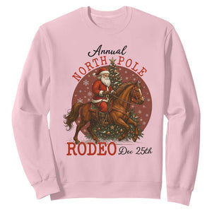 Cowboy Santa Christmas Sweatshirt Annual North Pole Rodeo Dec 25th TS14 Light Pink Print Your Wear