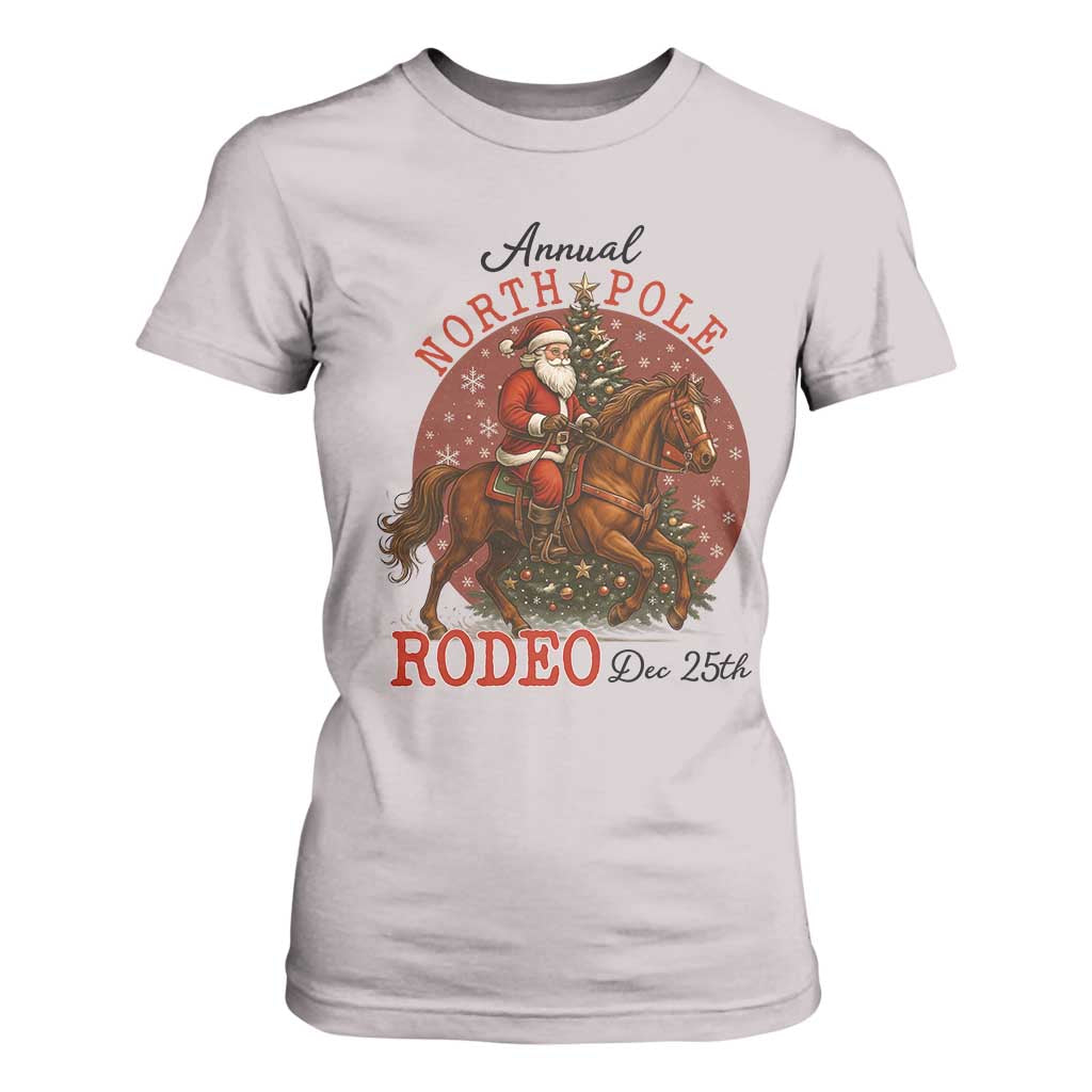 Cowboy Santa Christmas T Shirt For Women Annual North Pole Rodeo Dec 25th TS14 Ice Gray Print Your Wear