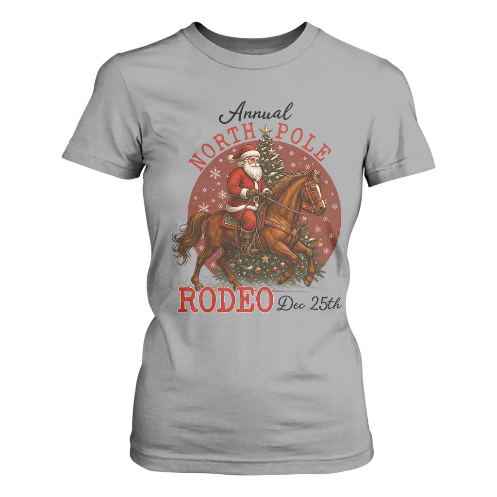 Cowboy Santa Christmas T Shirt For Women Annual North Pole Rodeo Dec 25th TS14 Sport Gray Print Your Wear