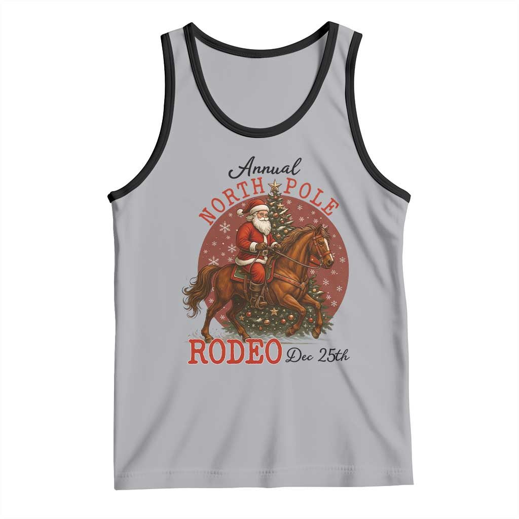 Cowboy Santa Christmas Tank Top Annual North Pole Rodeo Dec 25th TS14 Athletic Heather Black Print Your Wear