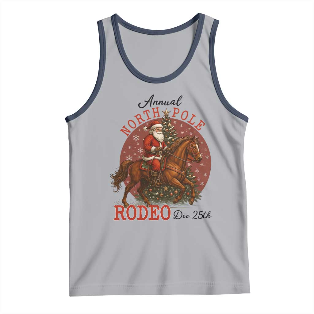 Cowboy Santa Christmas Tank Top Annual North Pole Rodeo Dec 25th TS14 Athletic Heather Navy Print Your Wear