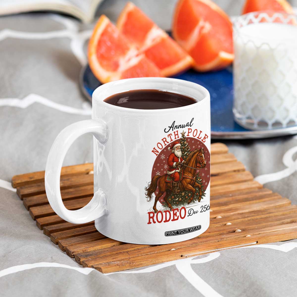 Cowboy Santa Christmas Coffee Mug Annual North Pole Rodeo Dec 25th TS14 Print Your Wear